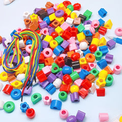 Kids Bead & Block Toys for Concentration Training Random Shapes Mixed