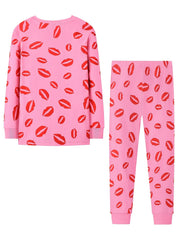 Toddler Cartoon Red Lips Pajama Set Long Sleeve Top & Pants