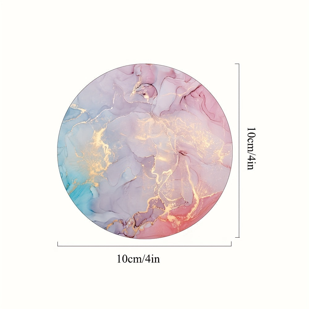 Colorful Marble Coasters Set of 6 Non-Slip Rubber Coasters