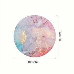 Colorful Marble Coasters Set of 6 Non-Slip Rubber Coasters