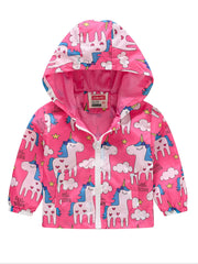 Girls Unicorn Print Hooded Jacket for Winter