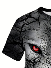 Men's 3D Wolf Print T-shirt Crew Neck Tee for Summer