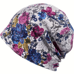 Floral Print Baggy Slouchy Beanie Chemo Cap Lightweight Skullies Cap
