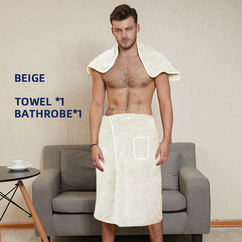 2pcs Men's Microfiber Bath Skirt & Hand Towel Set
