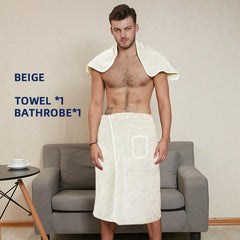 2pcs Men's Microfiber Bath Skirt & Hand Towel Set