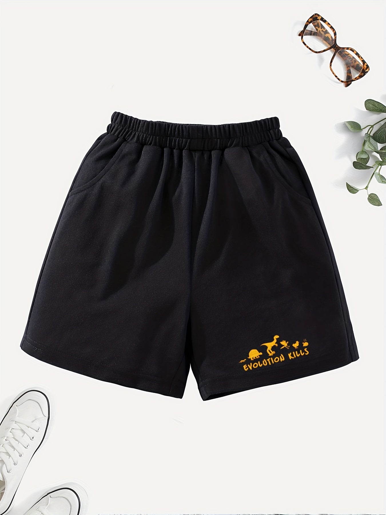 Girls' Casual Dino Graphic Shorts with Pockets