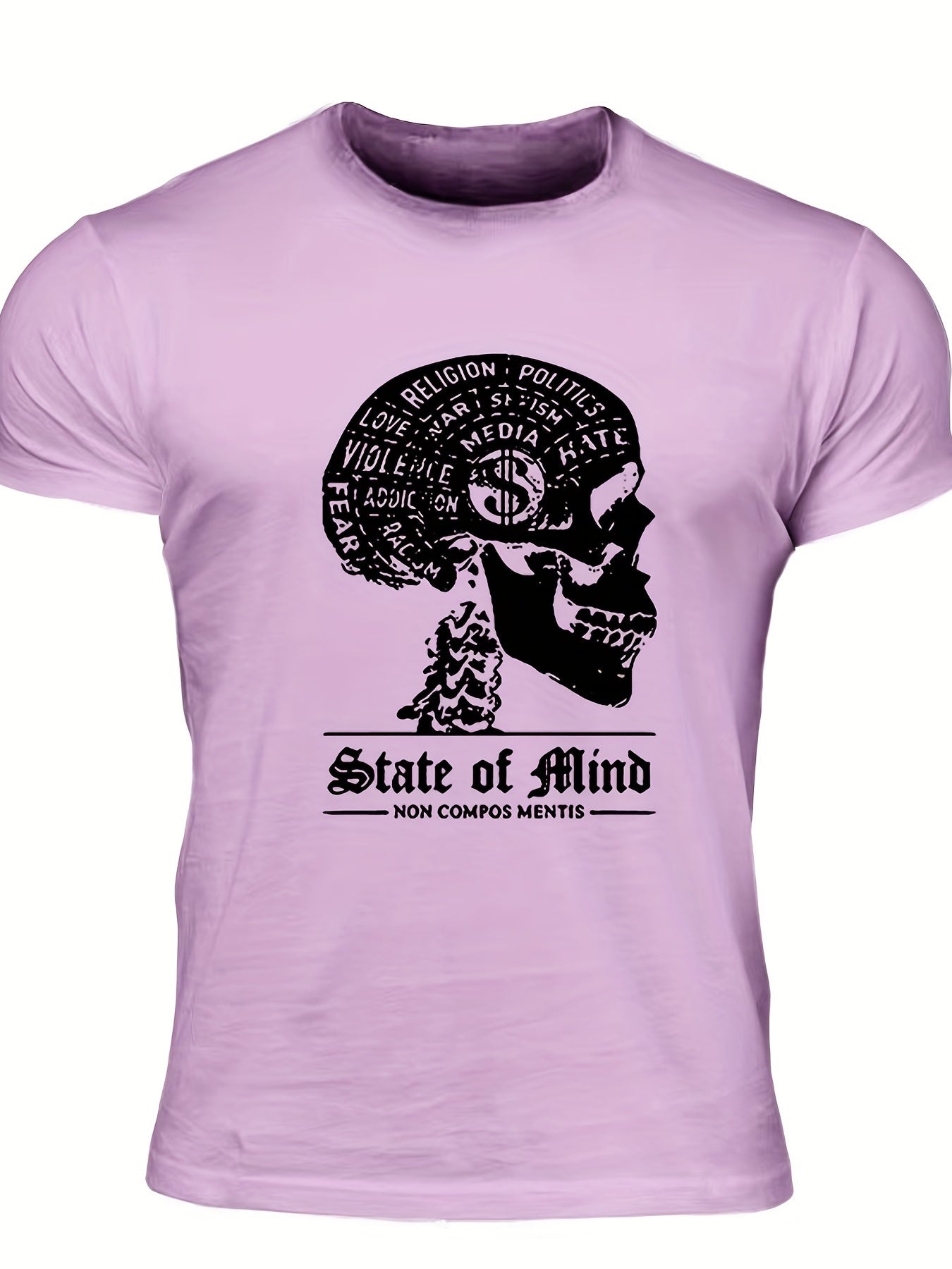 Men's State Of Mind Print T shirt Casual Comfy Tee for Summer