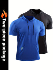 Men's Quick Dry Active Hoodie Short Sleeves Sweatshirt