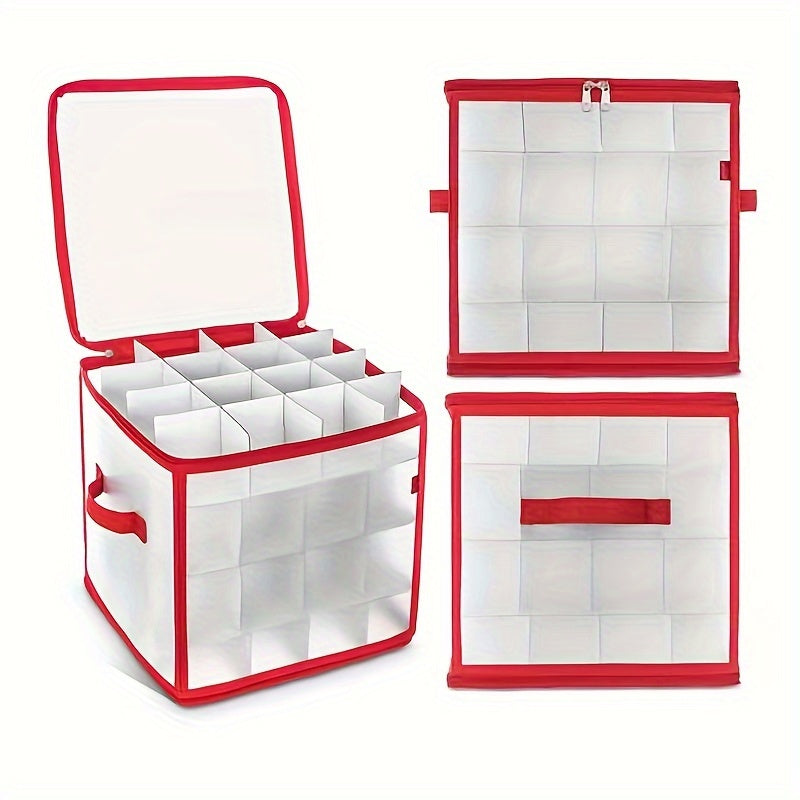 Christmas Balls Storage Box 64 Grid Organizer Zipper Lid Household Sorting Box