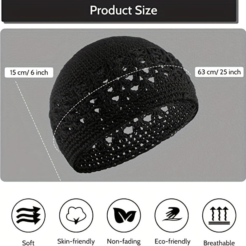 4pcs Hollow Out Knitted Beanie Unisex Skull Cap Elastic Knit Hat