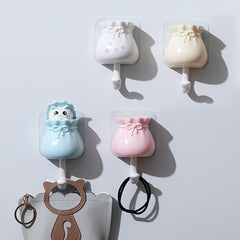 Cute Kitten Coat Hook with Punch-Free Installation