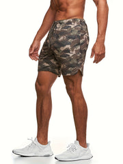 Camouflage Print Men's Comfy Drawstring Shorts