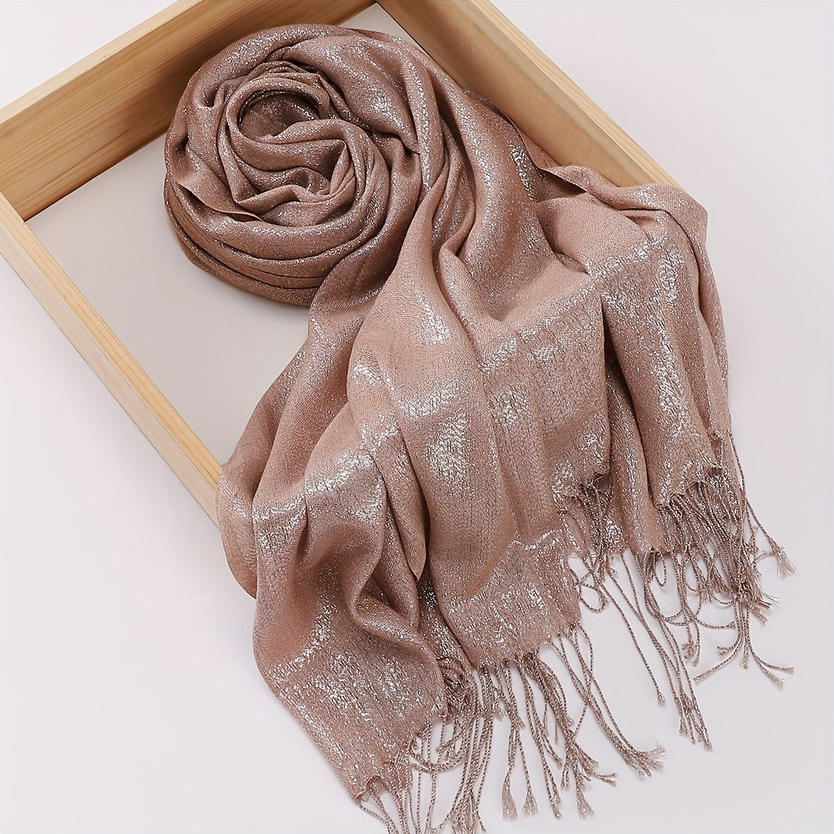 Glitter Tassel Hijab Solid Scarf Turban Plain Shawl