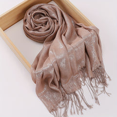 Glitter Tassel Hijab Solid Scarf Turban Plain Shawl