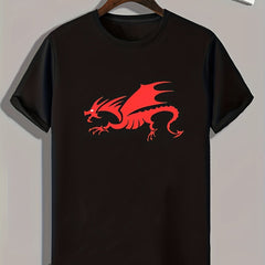 Dragon Pattern Print Men's Sports T-shirt - Summer Outdoor Clothing