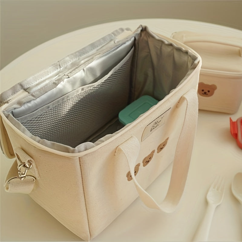 Bear Embroidery Insulated Mommy Bag Multifunctional Mother And Baby Bag