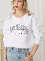 LA Letter Print Sweatshirt Crew Neck for Women