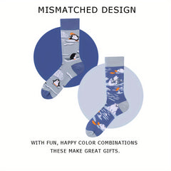 Asymmetrical Pattern Funny Socks Novelty Crew Socks