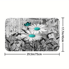 Daisy Shower Curtain Set Waterproof with Non-Slip Bathroom Rug