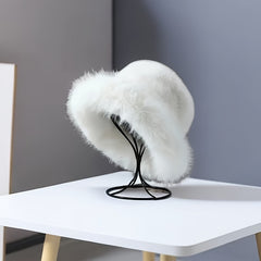 Fluffy Faux Fur Bucket Hat Plush Warm Hat