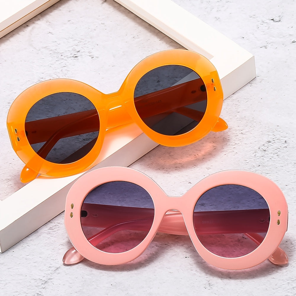 Round Frame Glasses Gradient Lens Metal Hinge Cat Eye Glasses