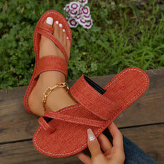 Women's Denim Flat Slide Sandals Non Slip Shoes