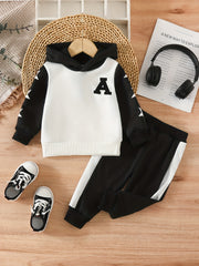 2pcs Block Outfit Long Sleeve Toddler Baby Sports Casual Suit