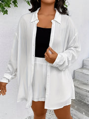 Button Up Blouse & Shorts 2 Piece Set