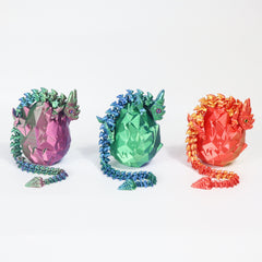 3D Printed Crystal Dragon Egg Set with Fully Jointed Dragon Inside