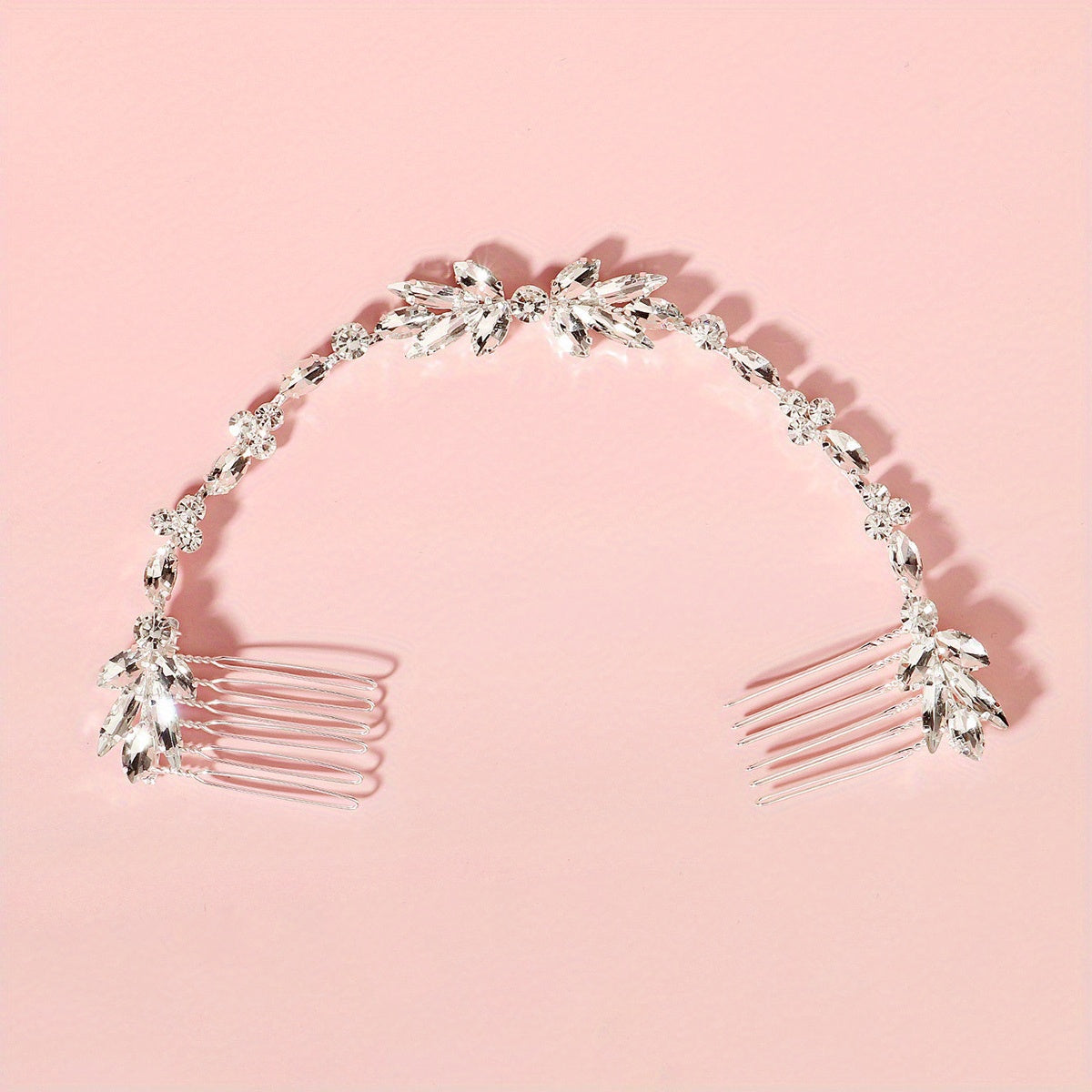 Crystal Hair Comb Bun Hair Headdress Floral Hair Comb Pair Comb Soft Chain Brida