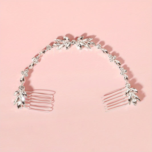 Crystal Hair Comb Bun Hair Headdress Floral Hair Comb Pair Comb Soft Chain Brida