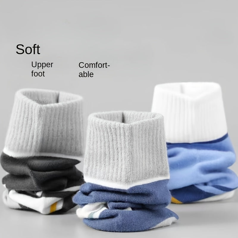 4pairs Men's Striped Quarter Socks Casual Sports Sweat-absorbing Breathable