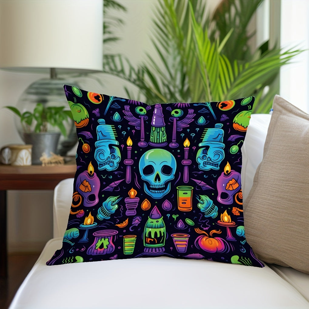 Neon Pattern Skull Pillowcase for Sofas & Chairs
