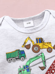 Cotton Car Graphic Short Sleeve Romper for Baby