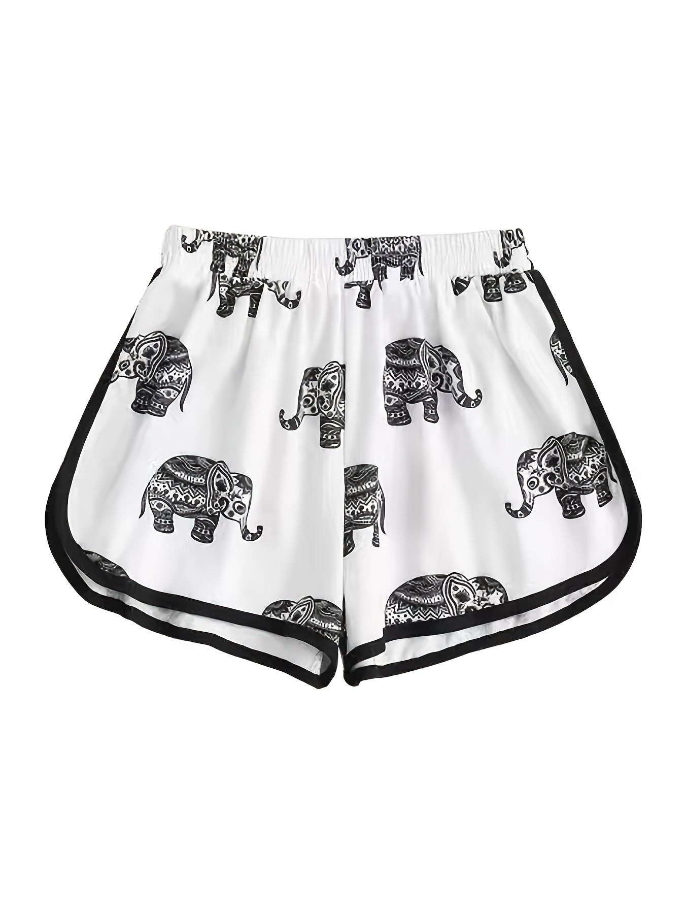 Boho Elephant Print High Waist Shorts