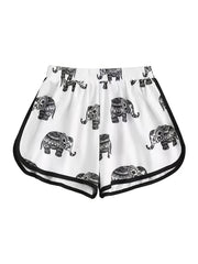 Boho Elephant Print High Waist Shorts