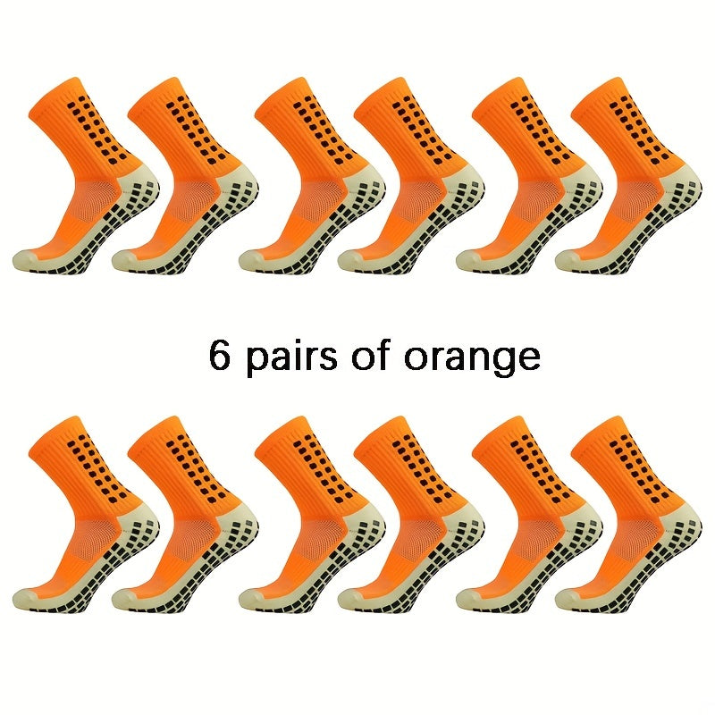 6 Pairs Dispensing Non slip Football Socks Breathable Mid tube Socks