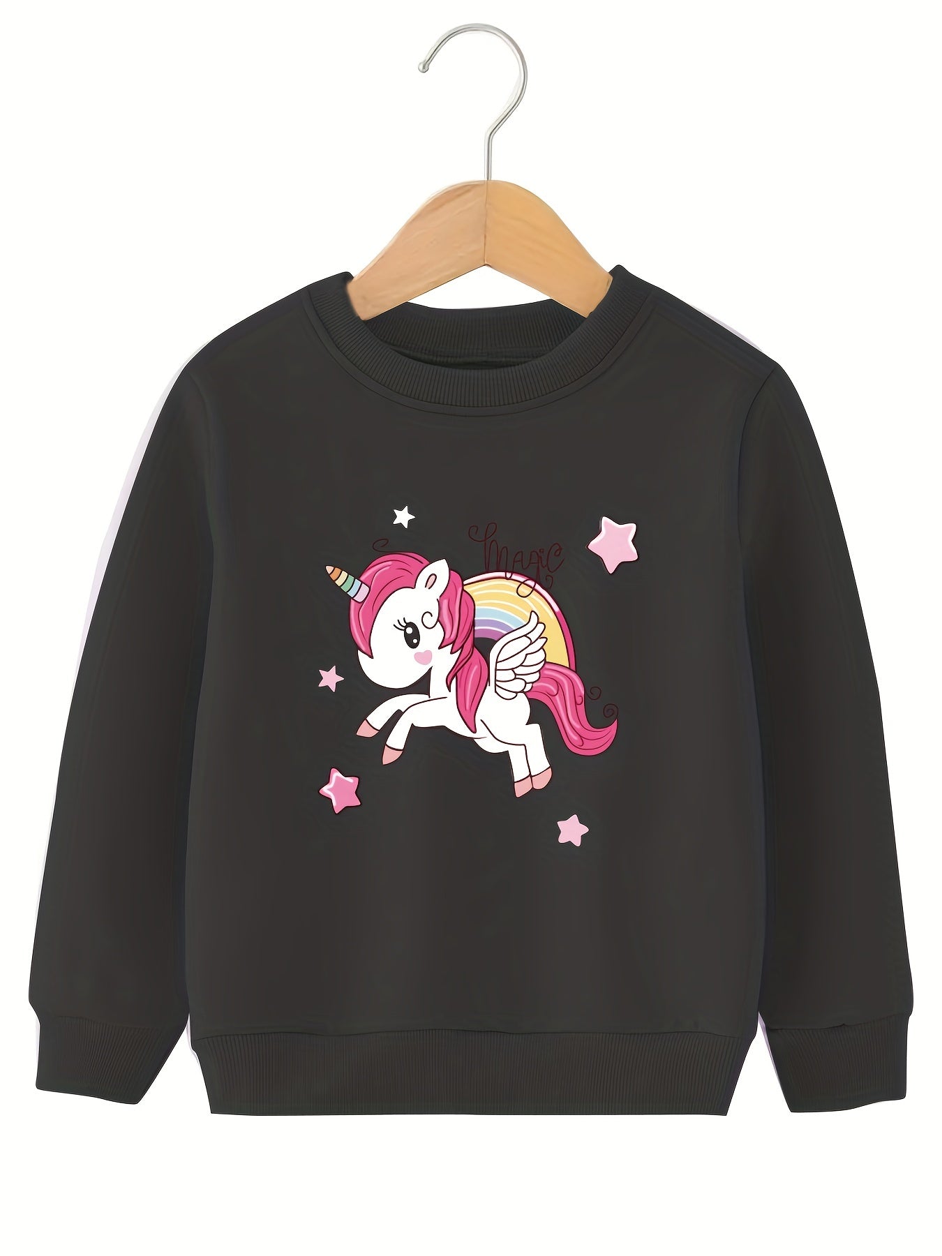 Cartoon Star Unicorn Graphic Sweatshirt Top For Little Girls