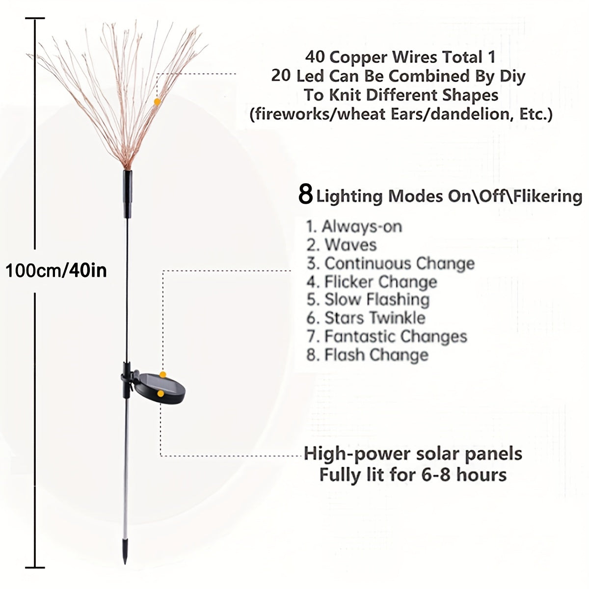 Solar Fireworks Lights 8 Modes Outdoor Waterproof 200 LEDs