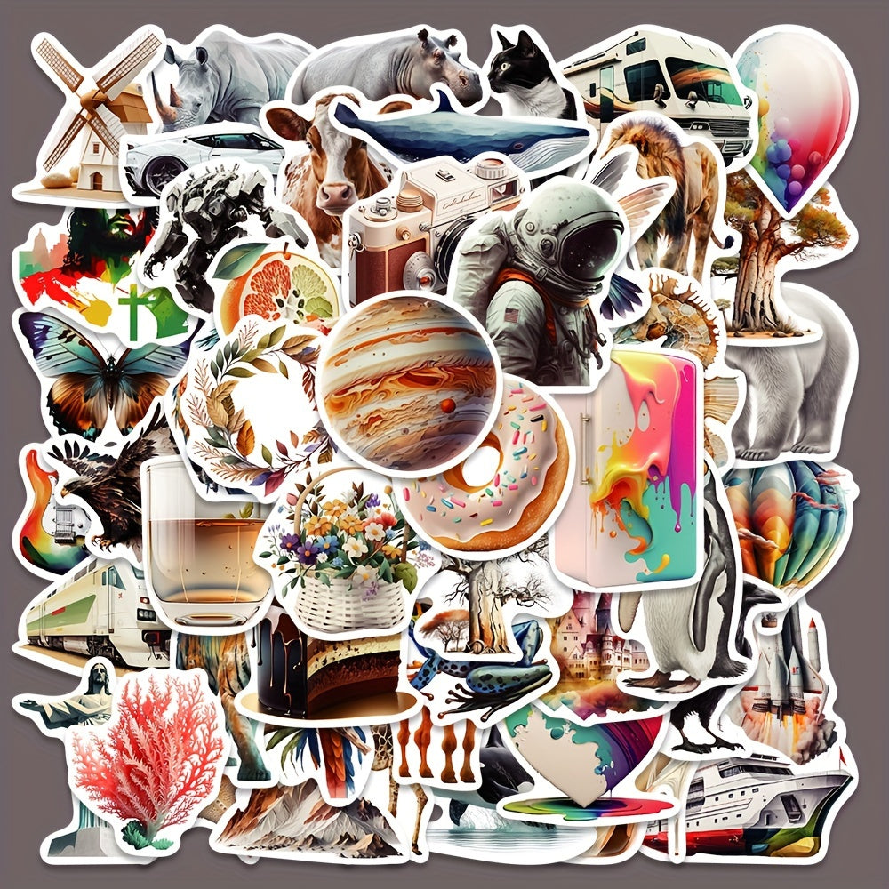 50pcs Animal Series Stickers for Laptop Waterproof DIY Water Cup Desktop