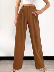 High Waist Wide Leg Long Length Pants Women's Clothing