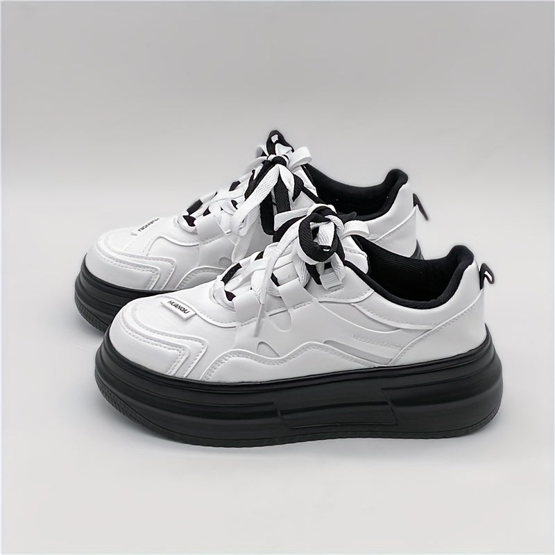 Women's Platform Skate Shoes Round Toe Low Top Trainers