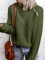 Casual Sweater Women's Plus Solid Zipper Long Sleeve