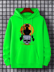 Men's Halloween Style Cat & Skull Hoodie