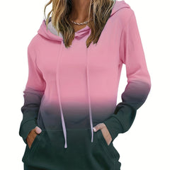 Ombre Kangaroo Pocket Hoodie Casual Long Sleeve Drawstring Hoodies Sweatshirt