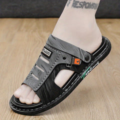 Men's Casual Letter Print Open Toe Slip On Hollow Out Strap Sandals