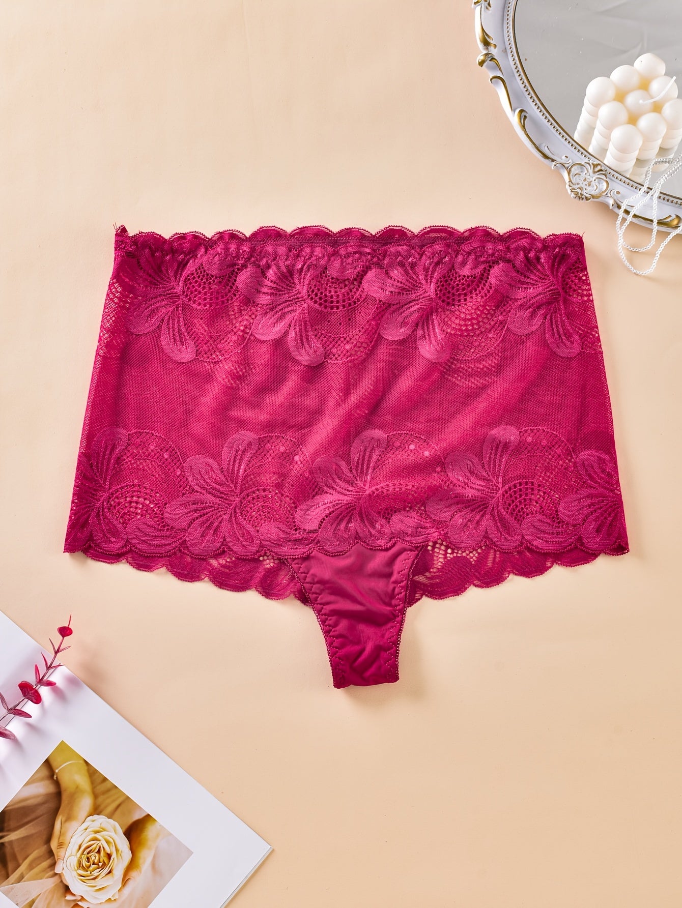 3 Pack Plus Size Lace High Waisted Briefs 3pcs Set