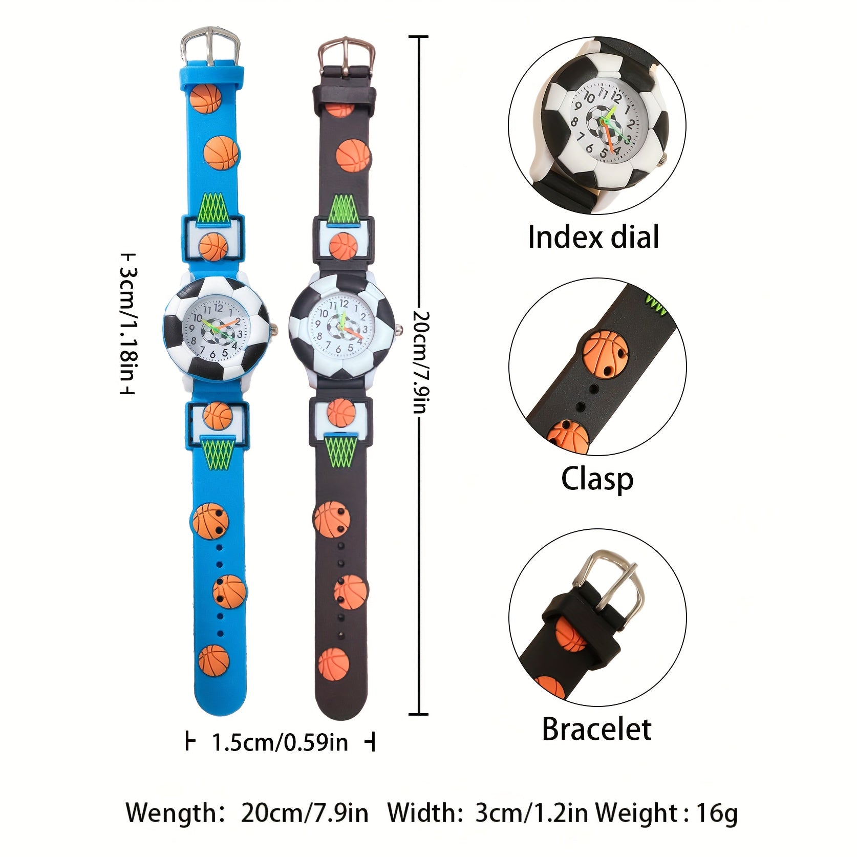 2pcs Basketball Patterned Quartz Watches Sporty Design