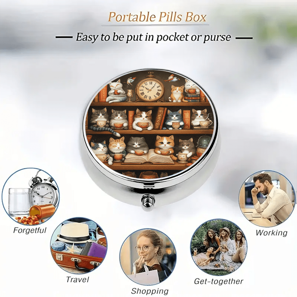 Unique Kitten Pill Box 3 Compartment Medicine Organizer