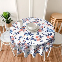 Boho Floral Round Tablecloth Stain Resistant Waterproof Wrinkle Resistant